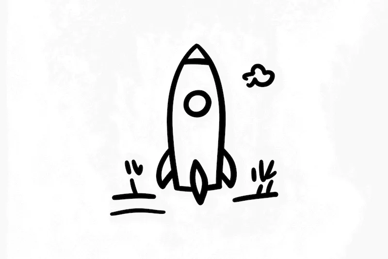 Astronaut on red rocket